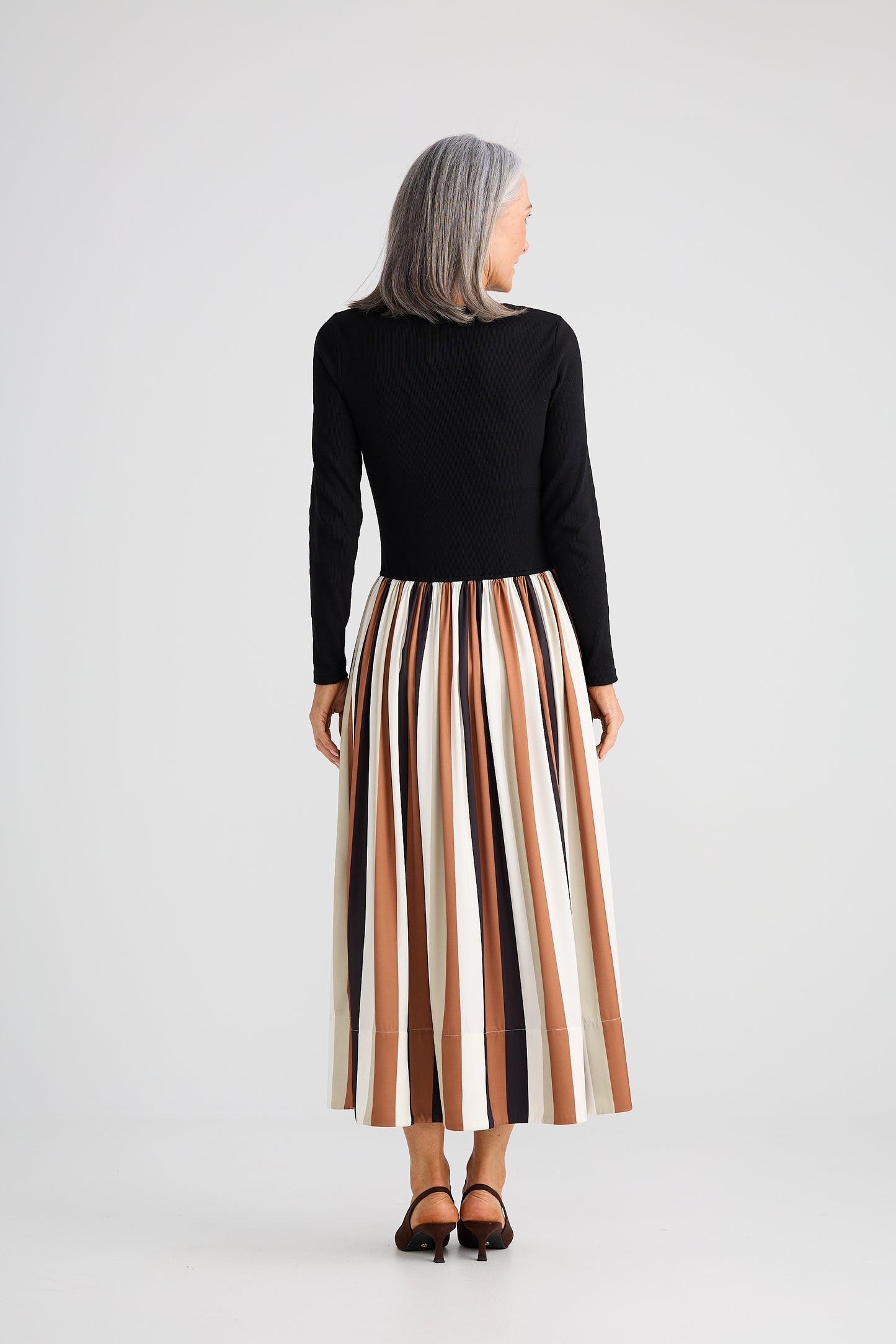 Brave & True Daphne Long Sleeve Dress in Oakley Stripe