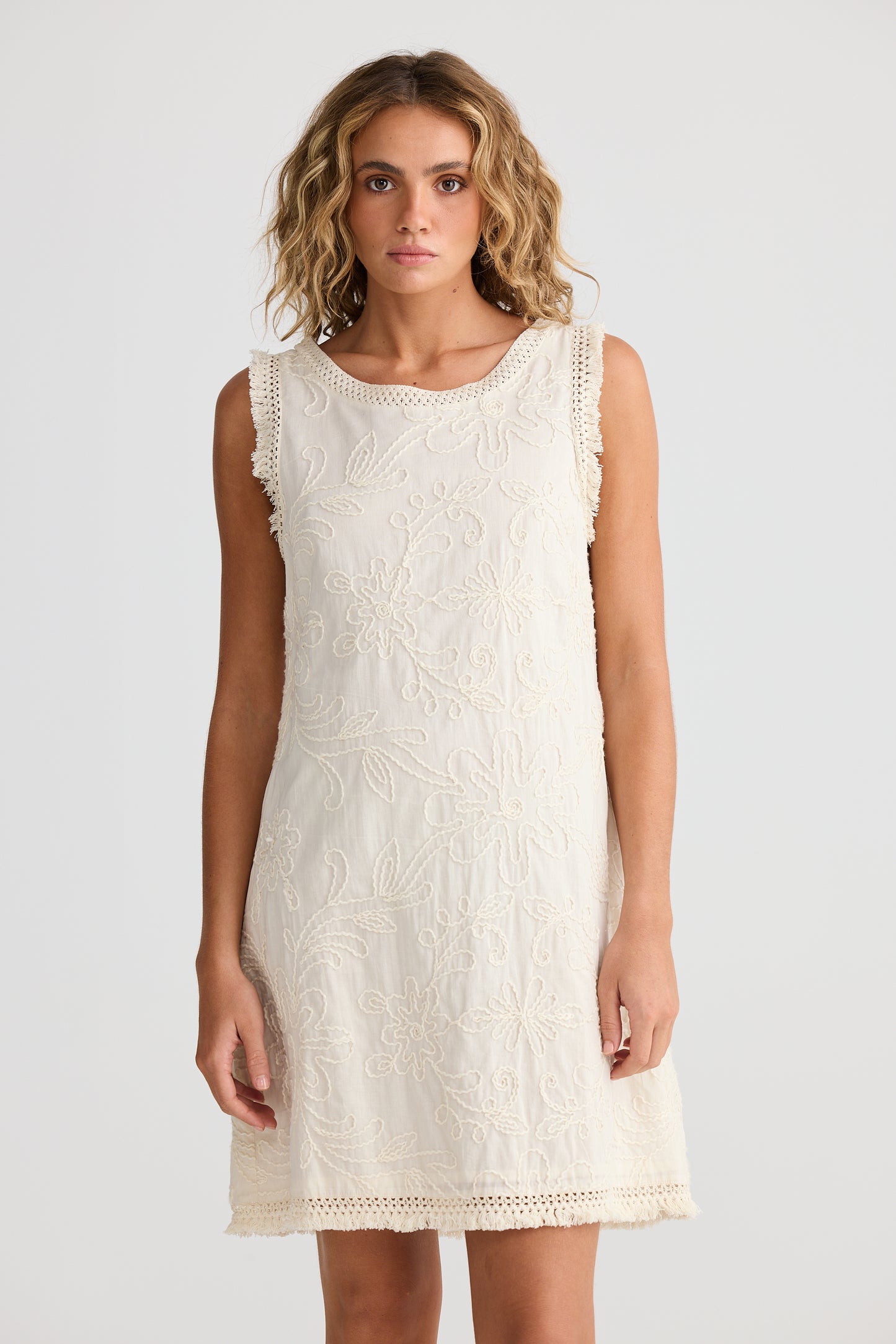 Talisman Chantilly Dress in Natural Embroidery
