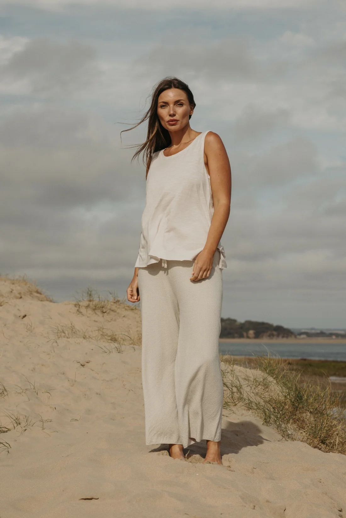 Talamaya Retreat Cotton Twist Full Length Pant Silver x Salt