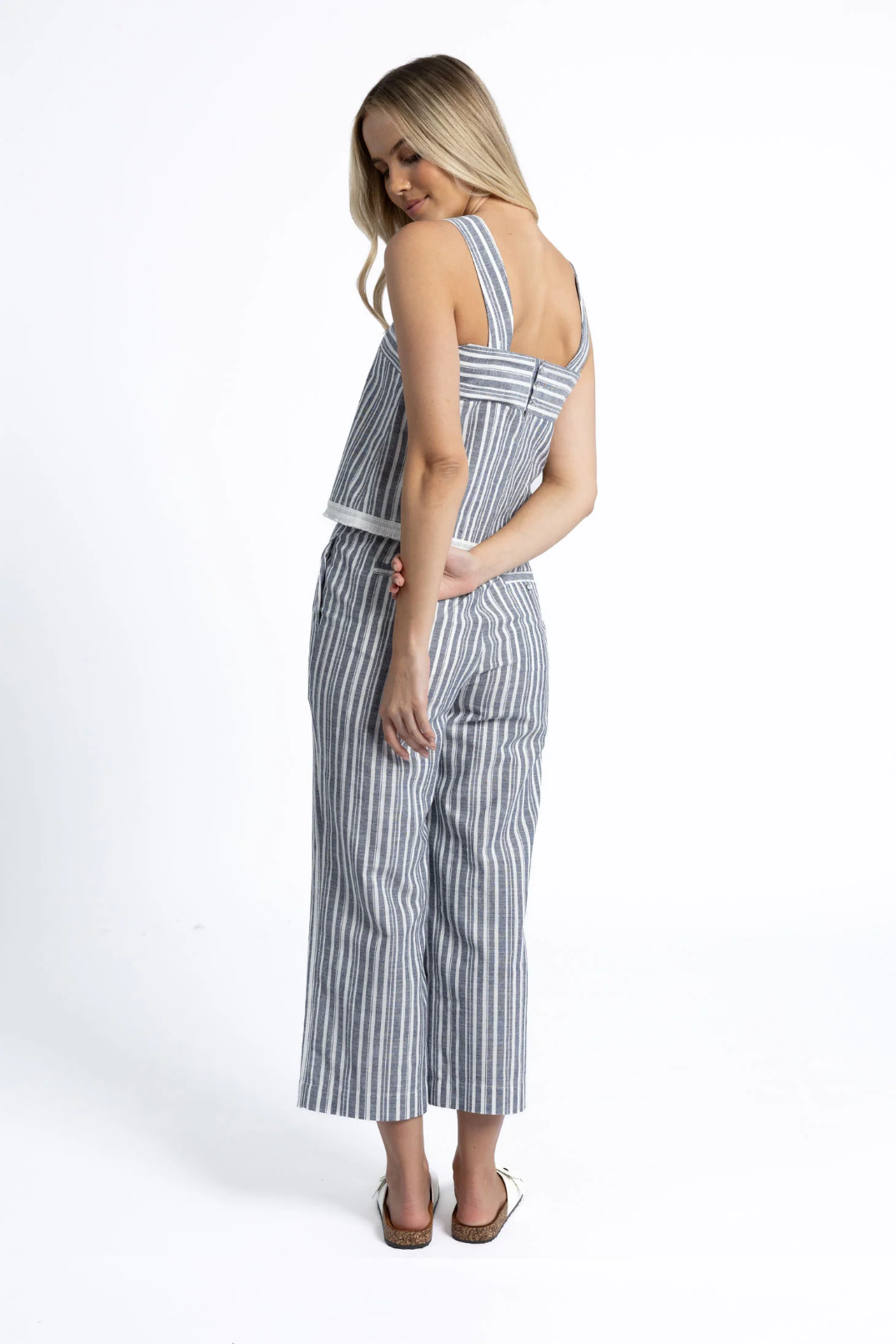 Eve Stripe Pant in Midnight/White