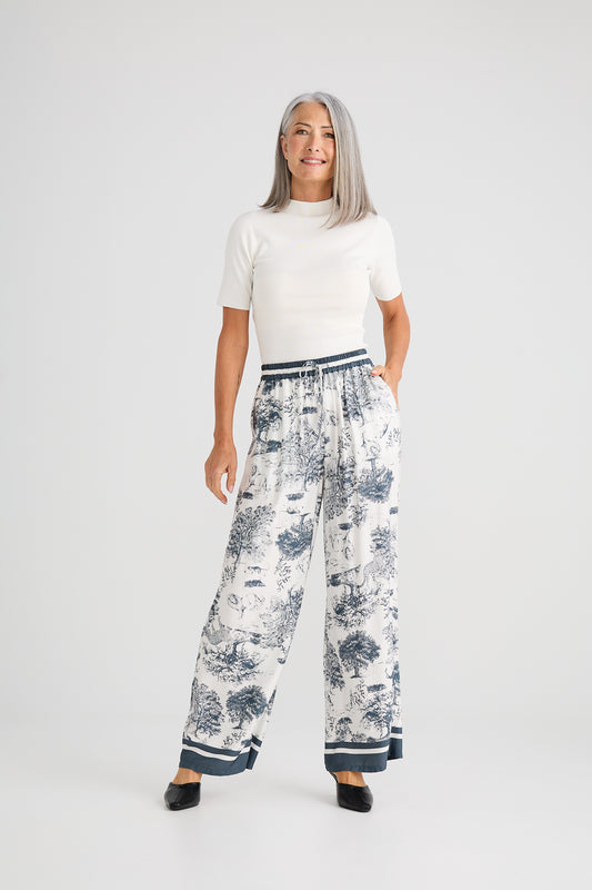 Brave & True Glenda Pant in Slate Toile Print