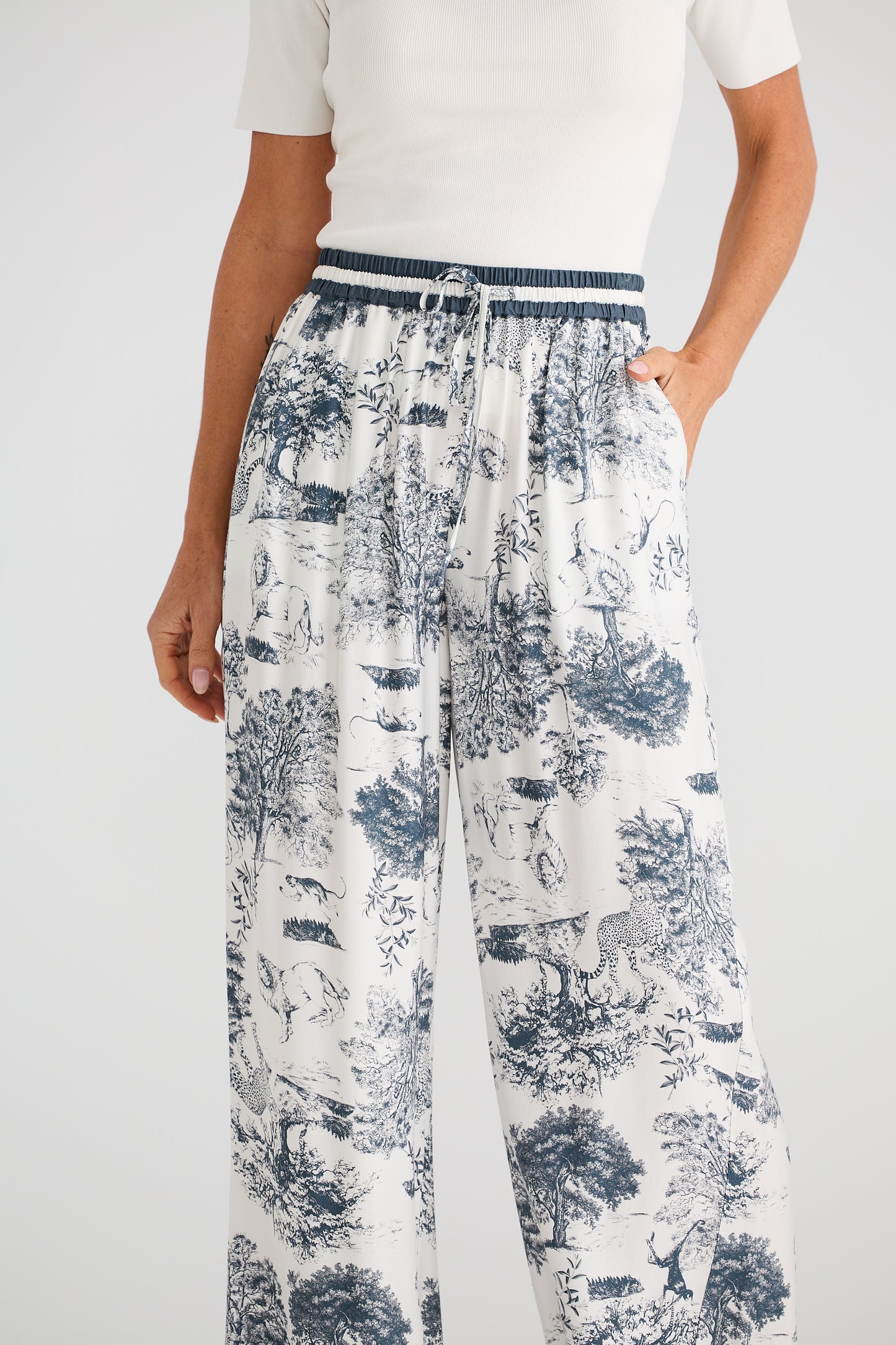 Brave & True Glenda Pant in Slate Toile Print