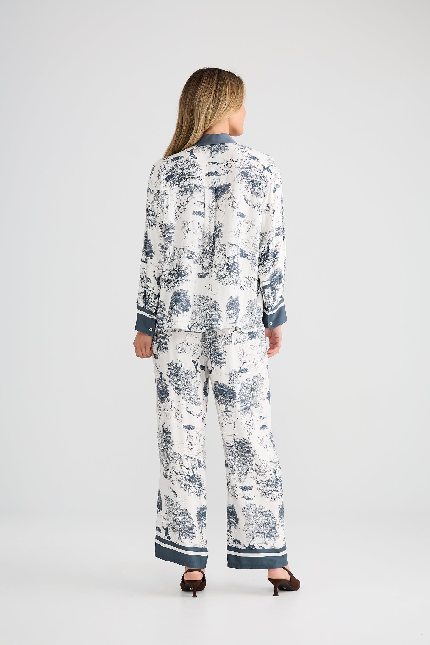 Brave & True Glenda Shirt in Slate Toile Print