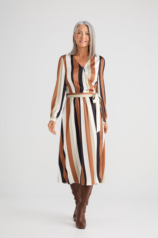 Brave & True Preston Wrap Dress in Oakley Stripe