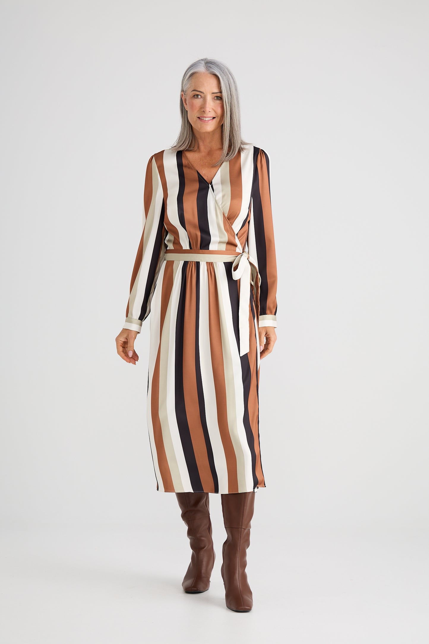 Brave & True Preston Wrap Dress in Oakley Stripe
