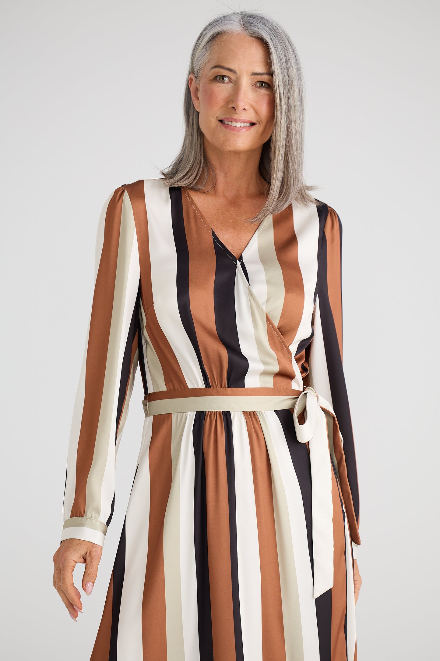 Brave & True Preston Wrap Dress in Oakley Stripe