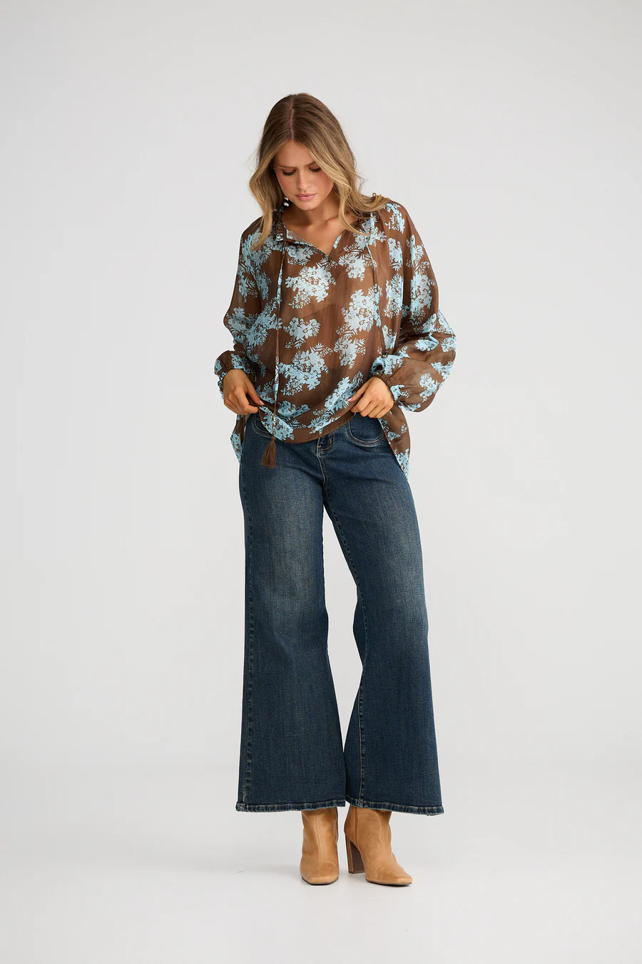 Talisman Billy Ray Ladies Top in Mistflower