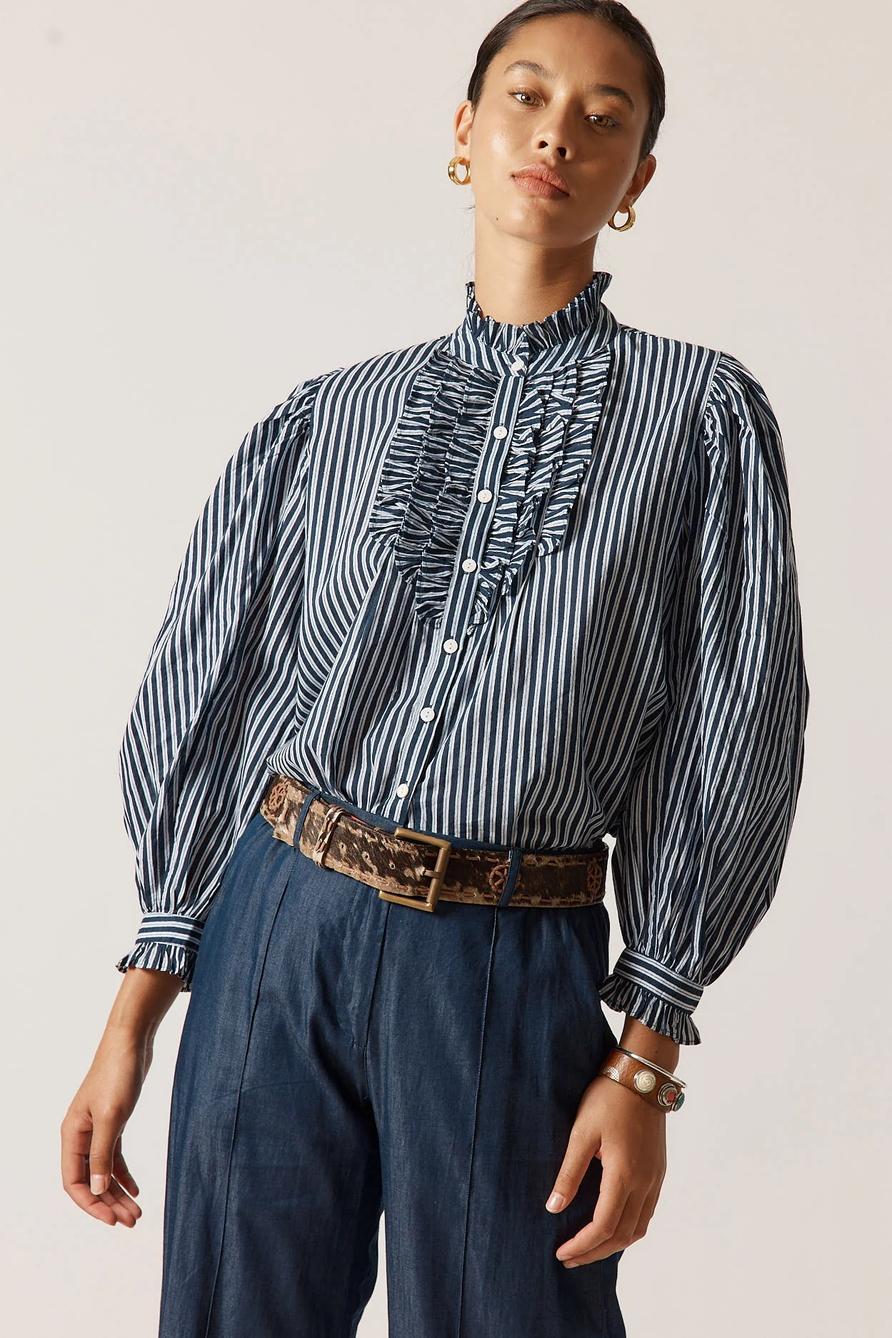 Countryside Frill Top in Navy