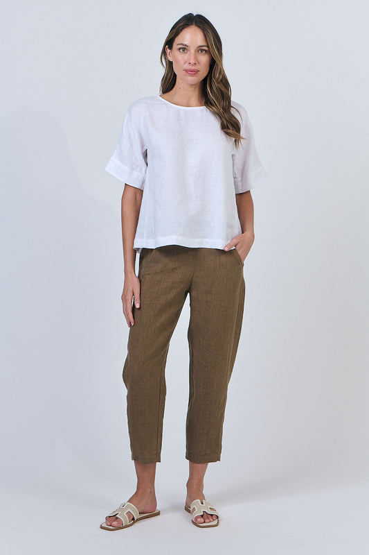 Naturals by O & J GA585 Ladies Top in White Linen