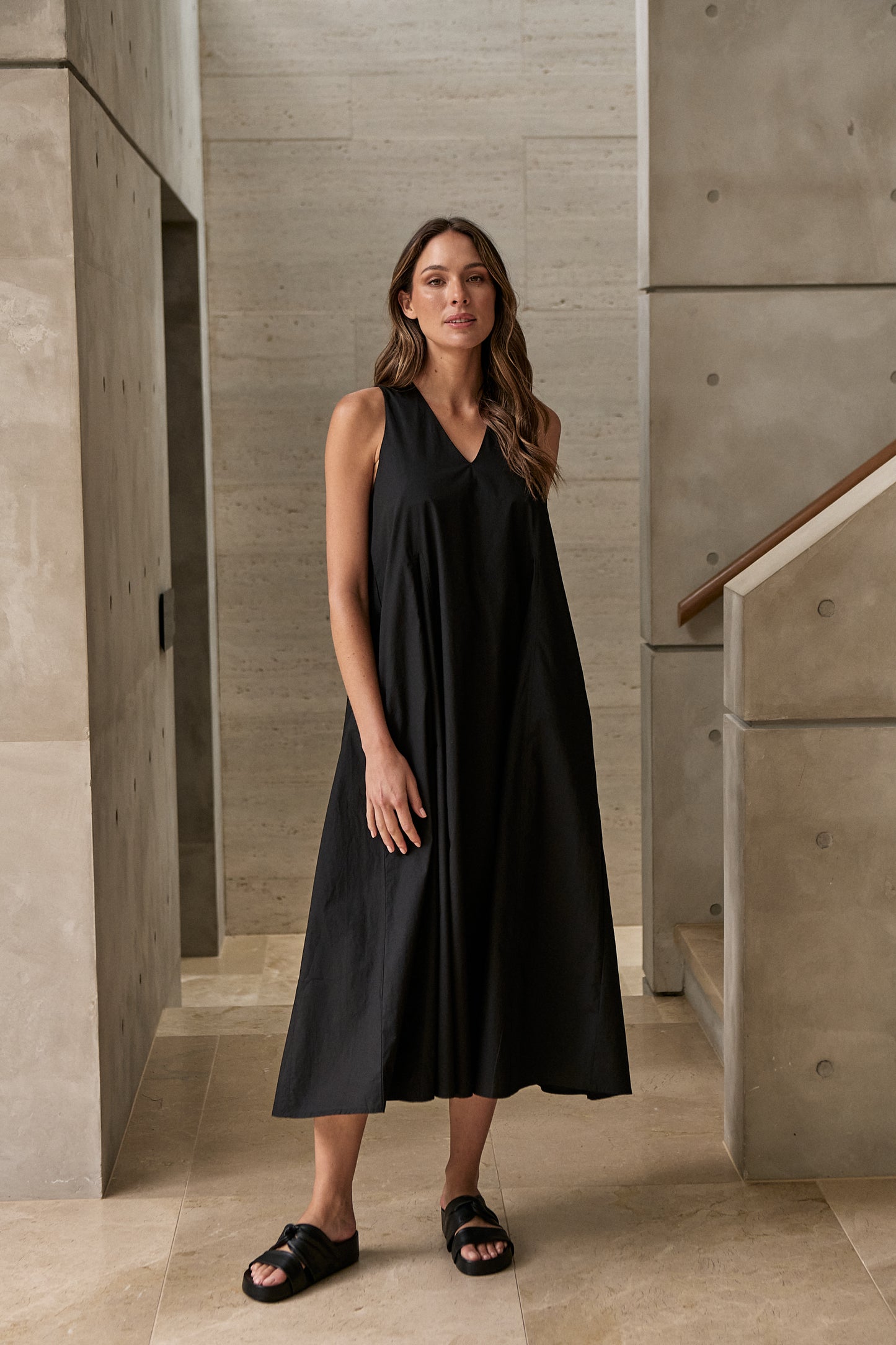 Naturals by O & J GA605 Black Poplin Dress