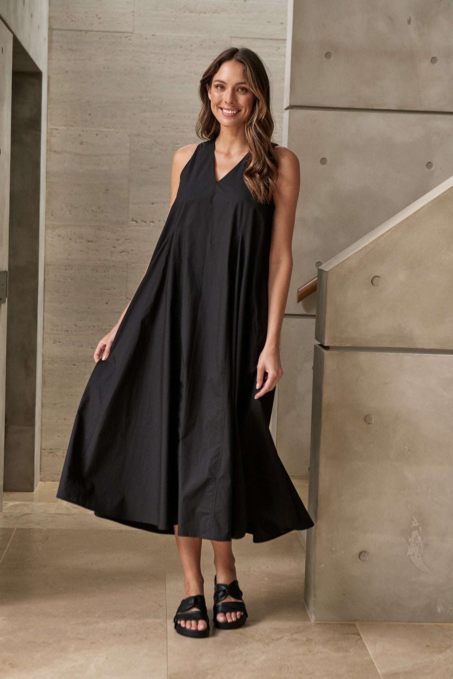 Naturals by O & J GA605 Black Poplin Dress
