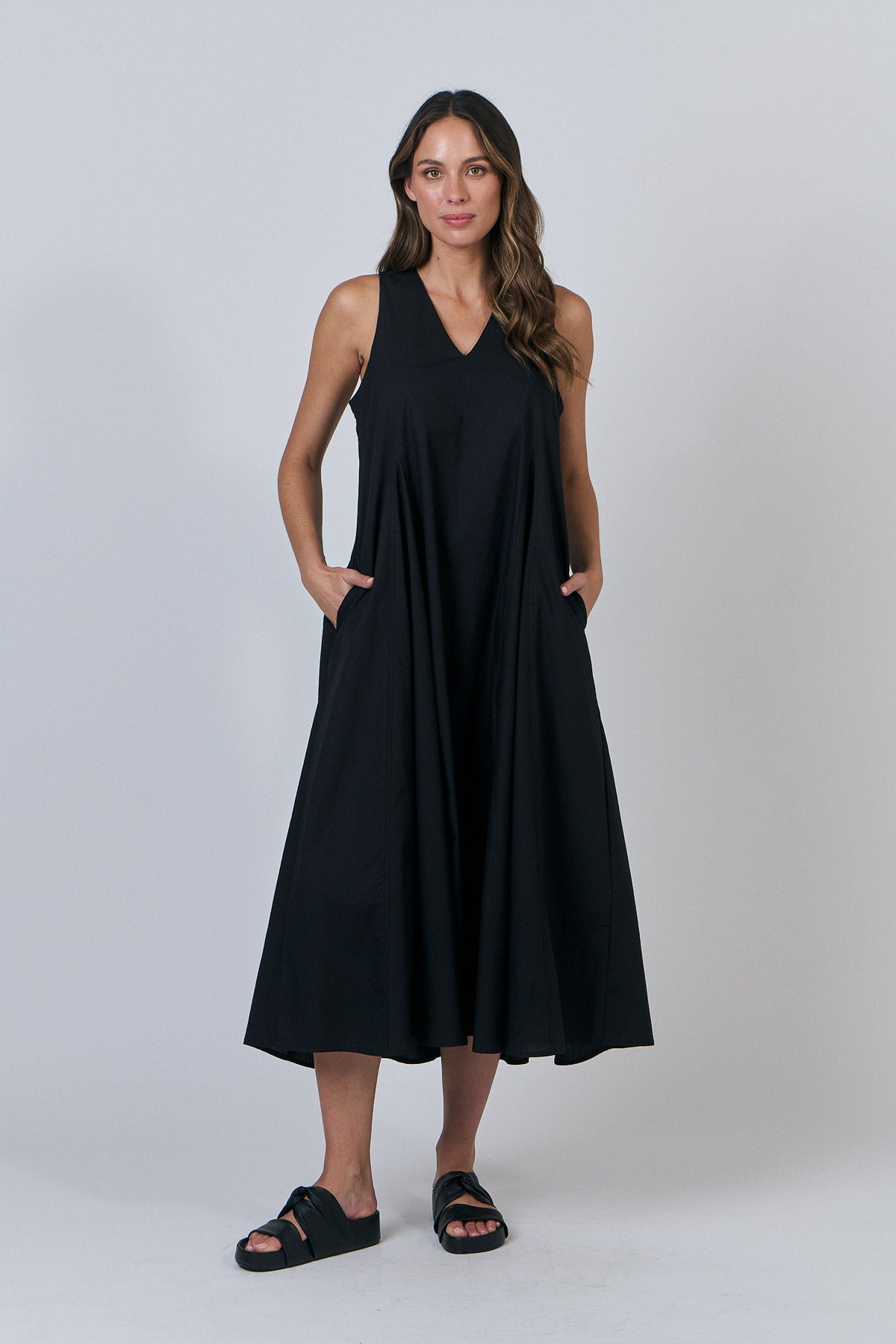 Naturals by O & J GA605 Black Poplin Dress