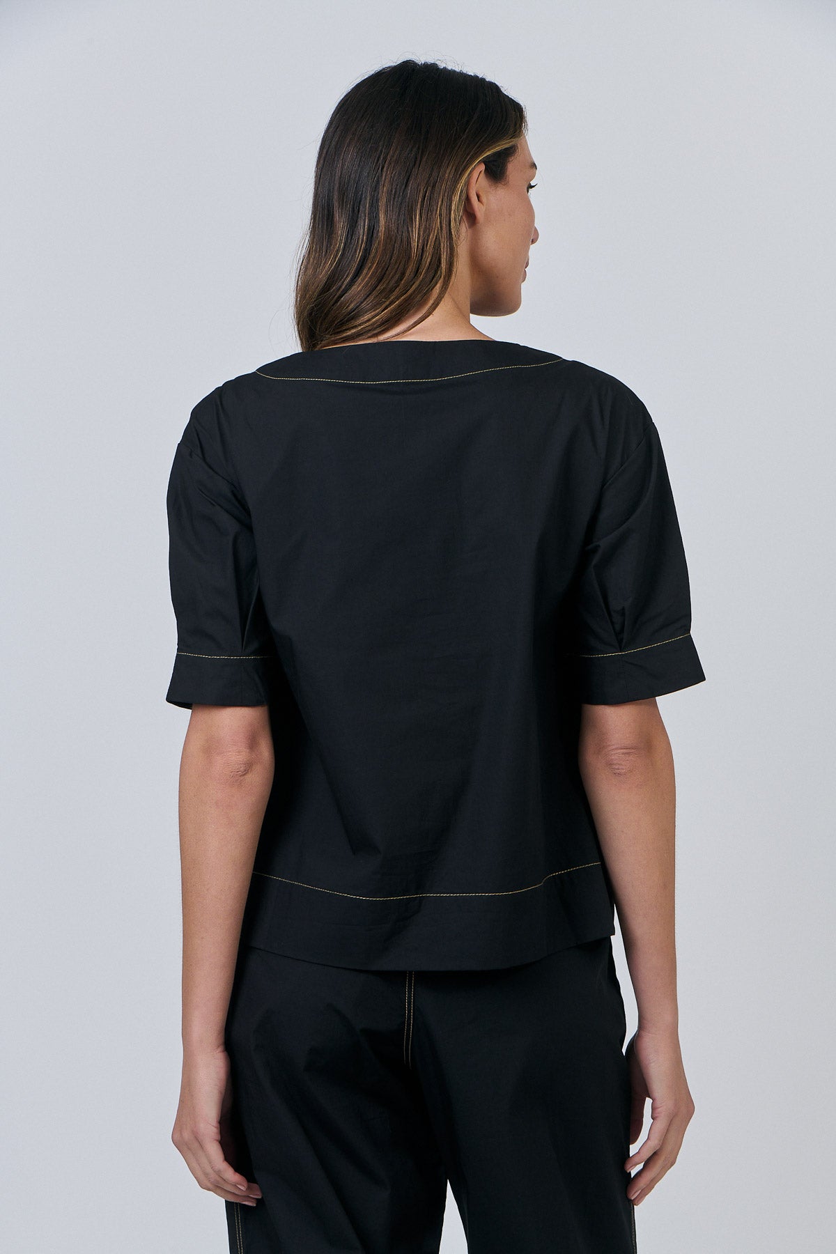 Naturals by O & J GA623 Ladies Top in Black Poplin