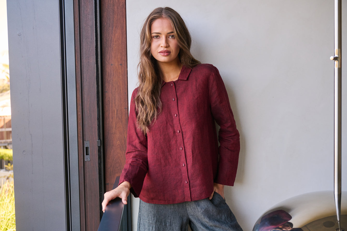 Naturals by O & J GA647 Ladies Shirt in Redwood