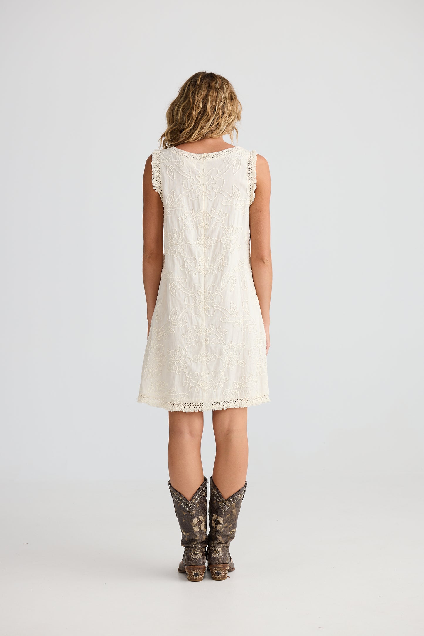Talisman Chantilly Dress in Natural Embroidery