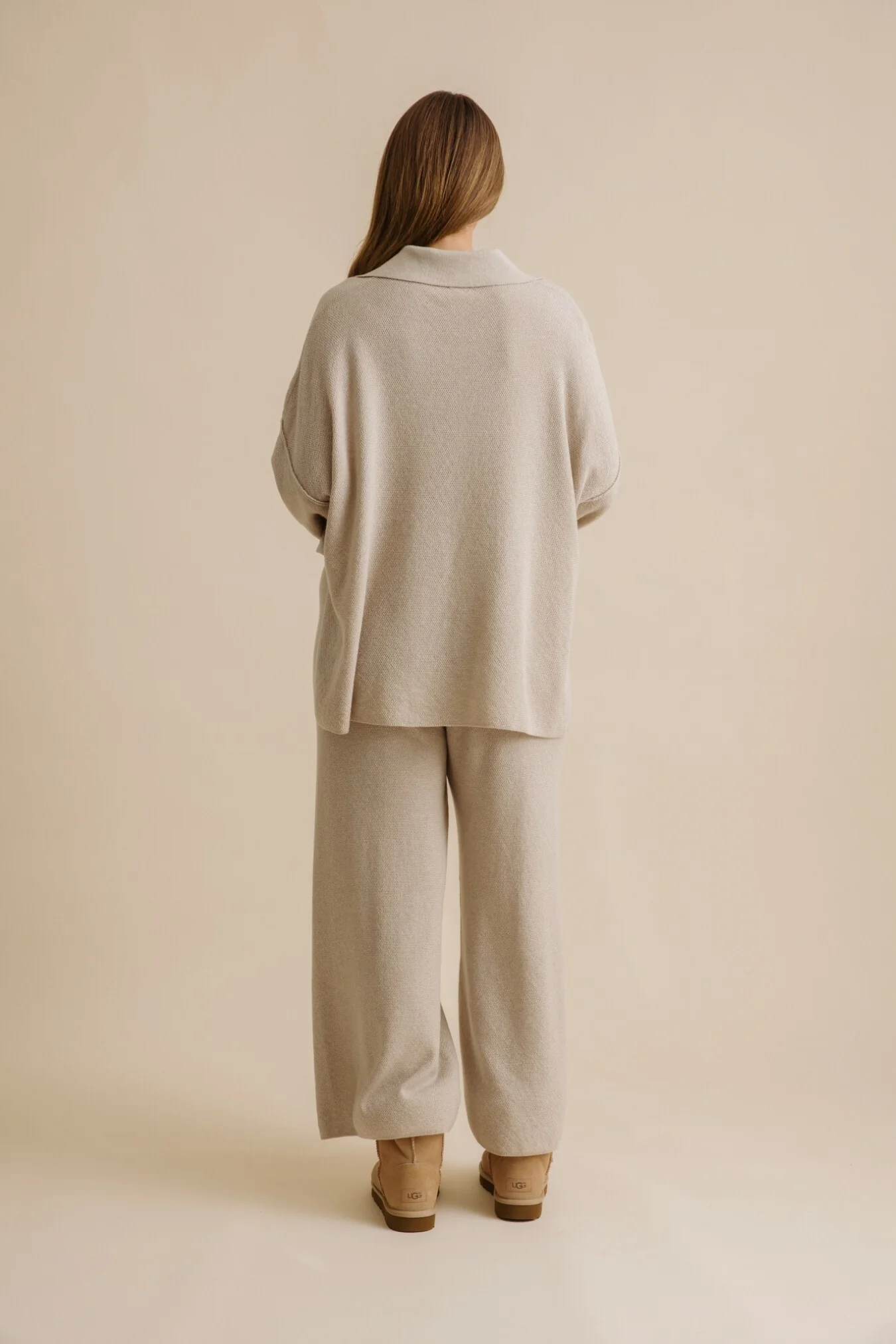 Talamaya Winter Retreat Collared Pullover in Wheat