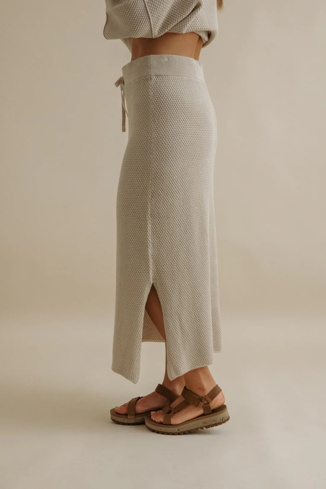 Talamaya Coral Knitted Skirt in Sand Combo
