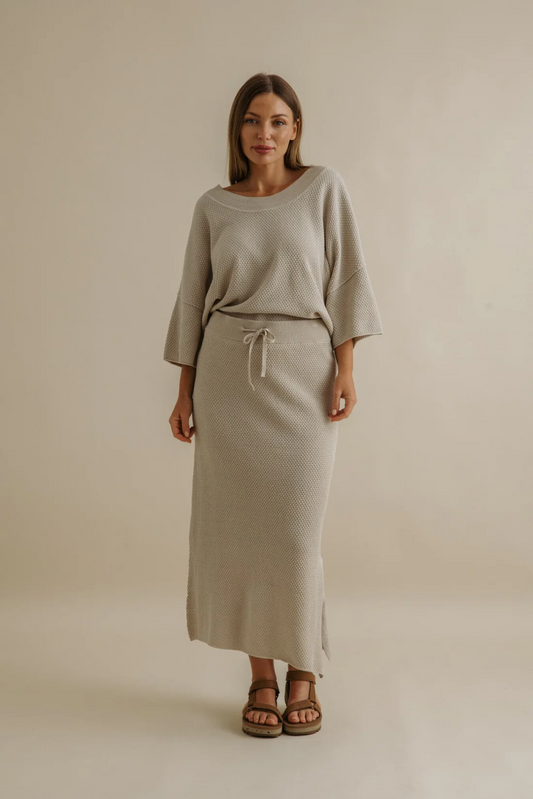 Talamaya Coral Knitted Skirt in Sand Combo