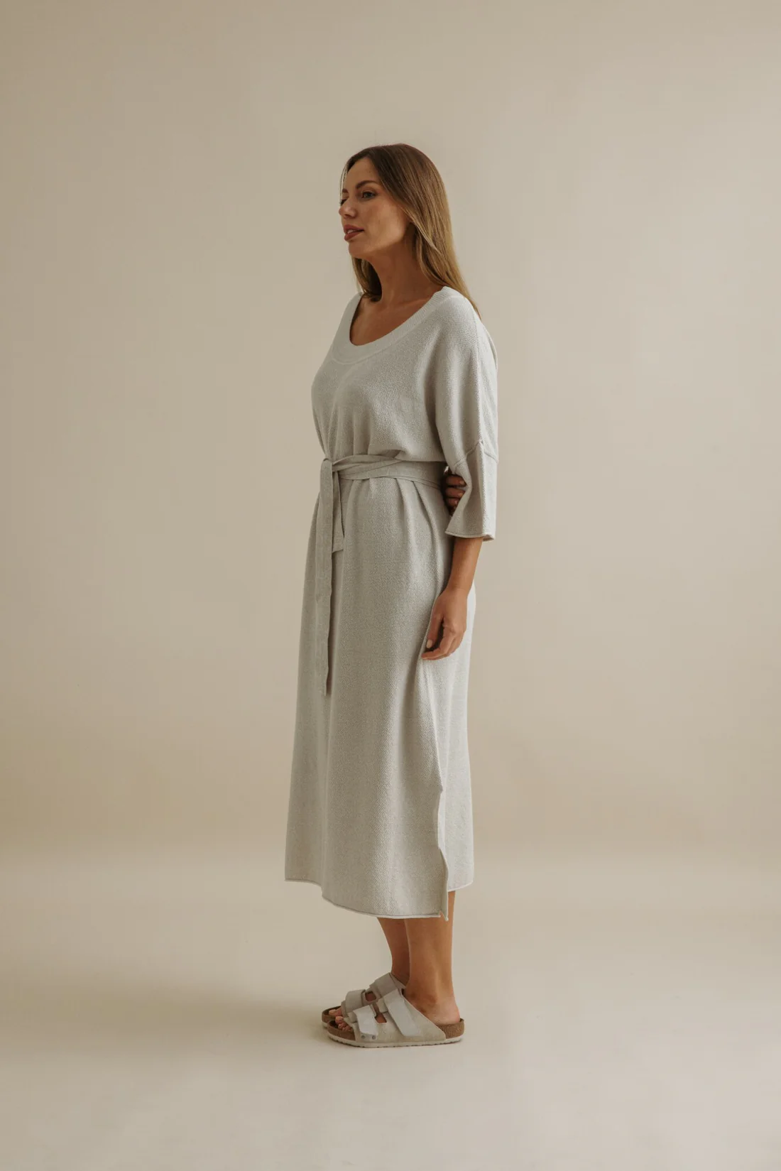 Talamaya Retreat Cotton Twist Dress in Silver x Salt