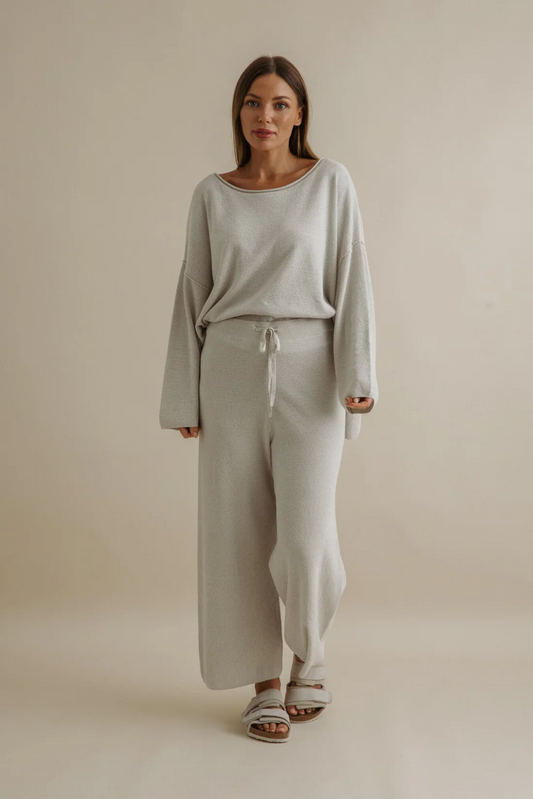 Talamaya Retreat Cotton Twist Full Length Pant Silver x Salt