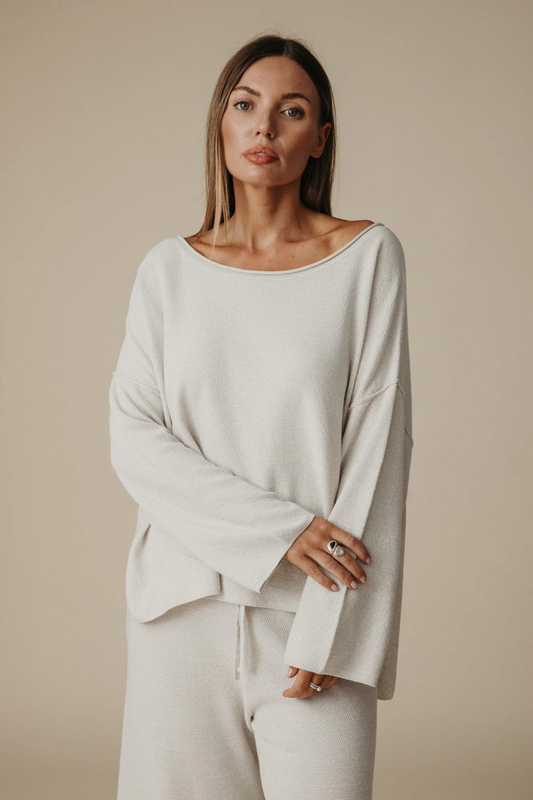 Talamaya Retreat Cotton Twist Pullover Silver x Salt