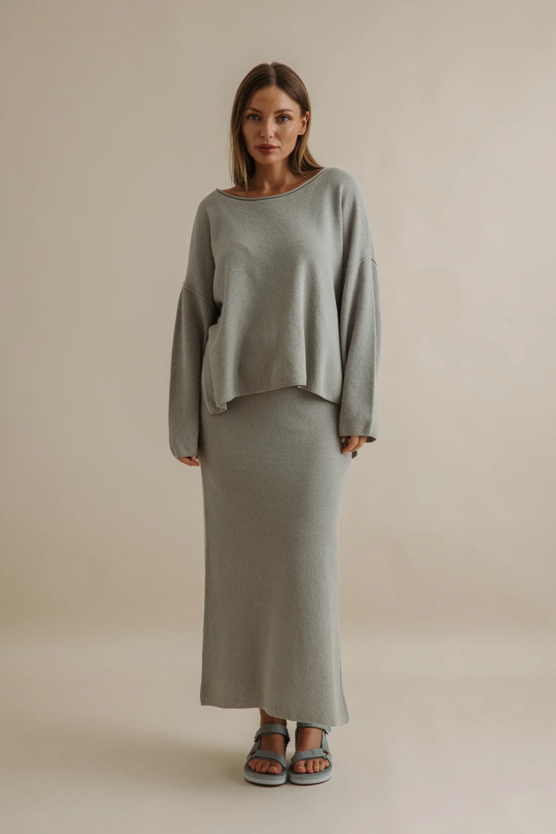 Talamaya Retreat Cotton Twist Skirt in Thyme Combo