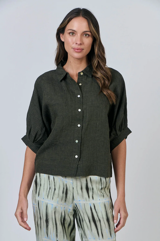 Naturals by O & J GA471 Linen Top in Licorice