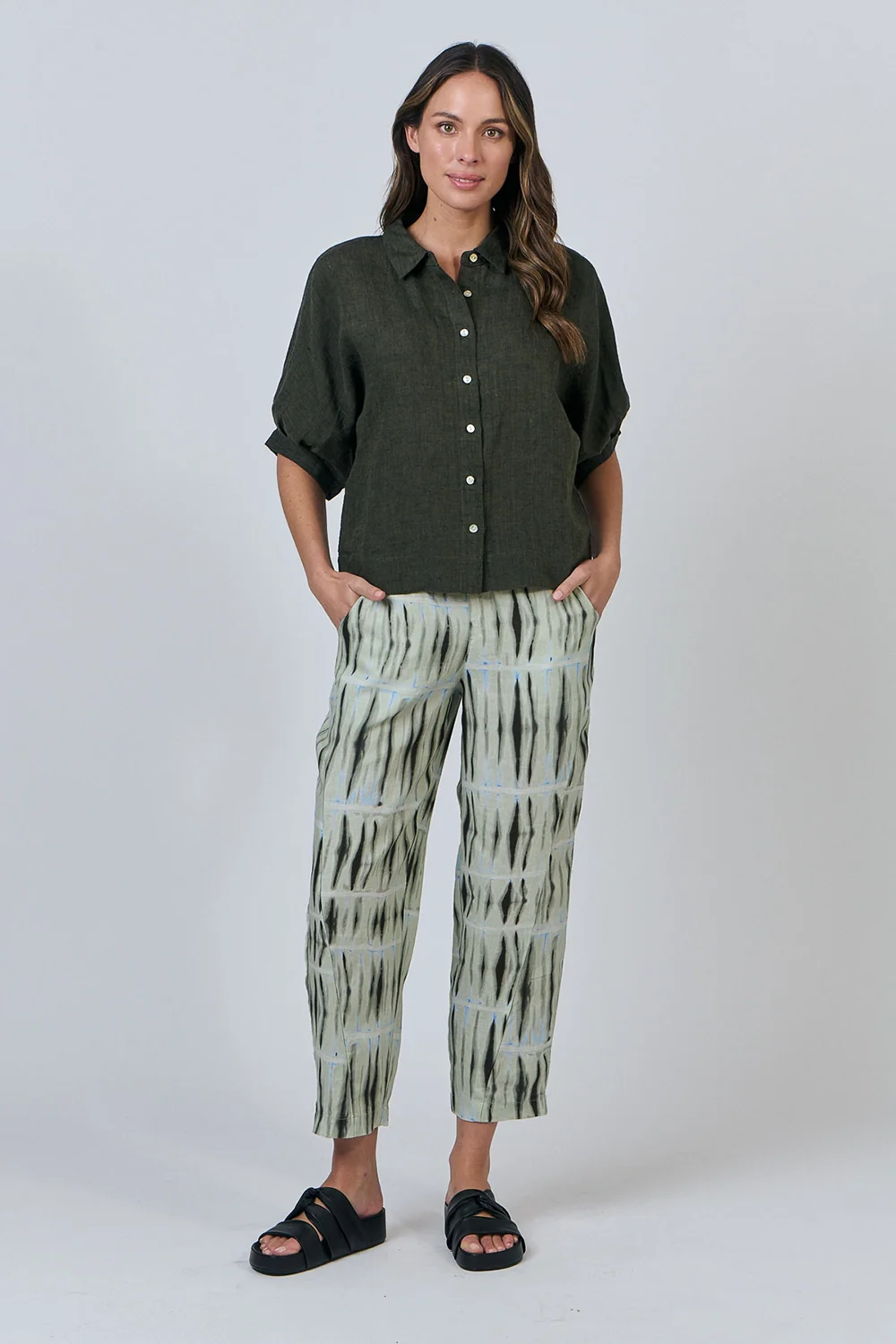 Naturals by O & J GA471 Linen Top in Licorice