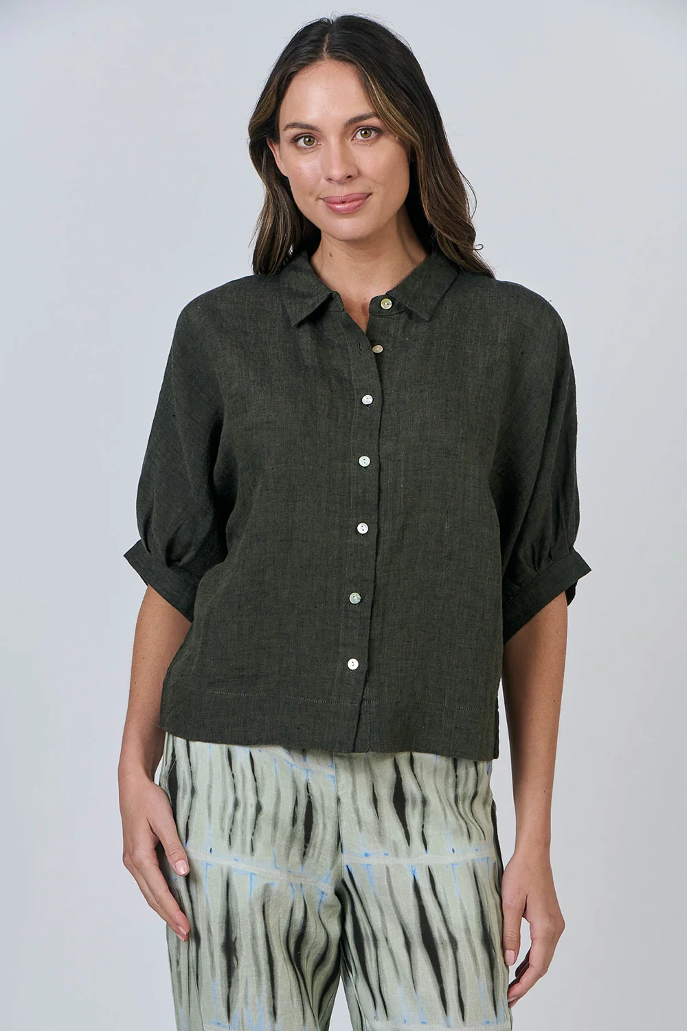 Naturals by O & J GA471 Linen Top in Licorice