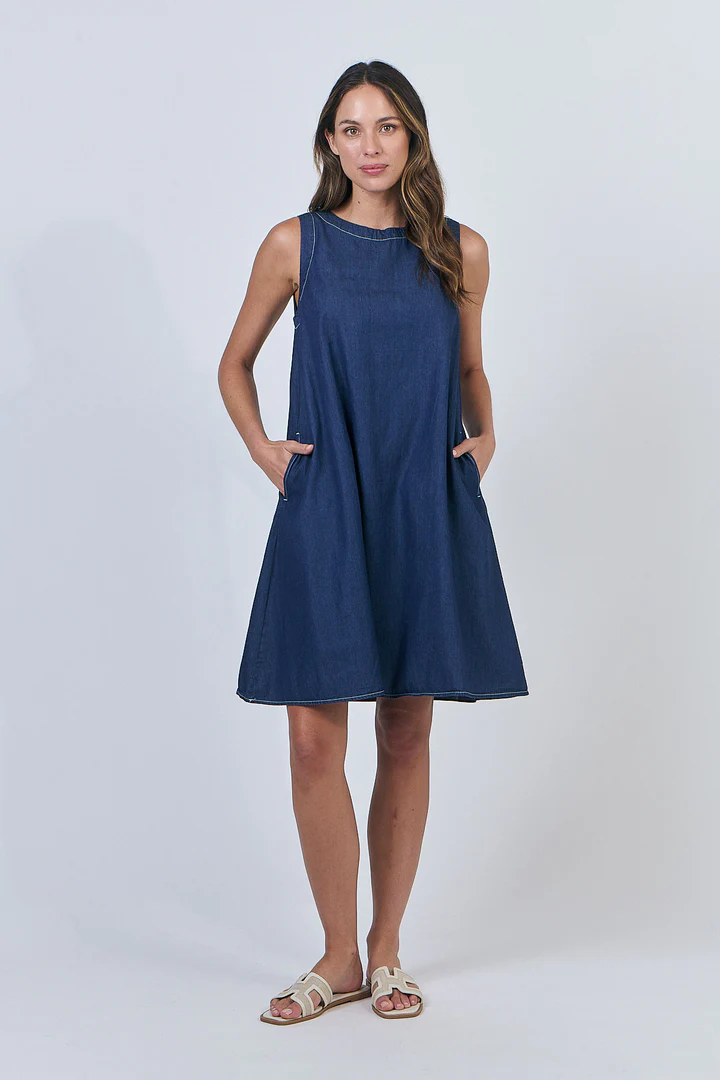 Naturals by O & J GA518 Dress in Chambray