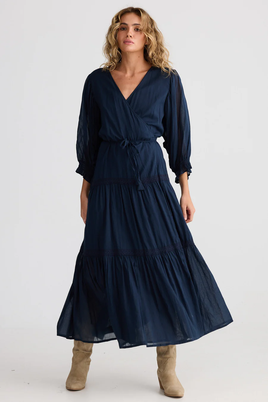 Lunar Wrap Dress in Navy