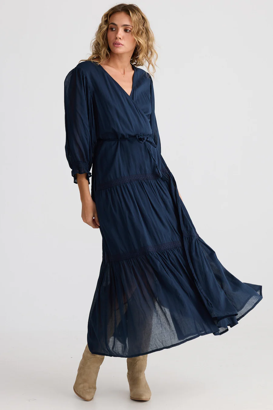Lunar Wrap Dress in Navy