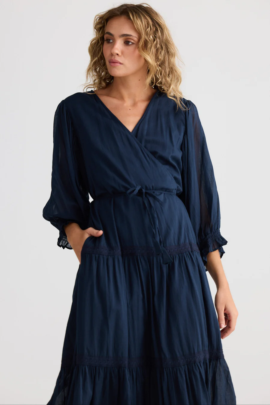Lunar Wrap Dress in Navy