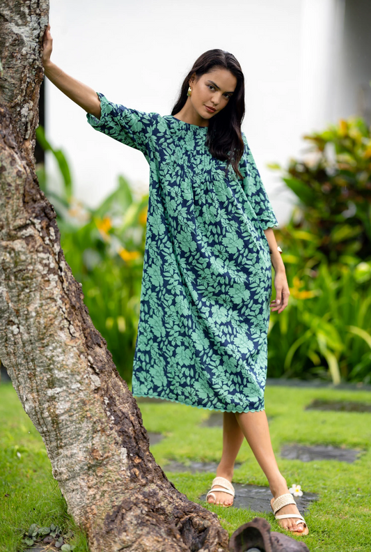 Fleur Ziggy Dress in Mint/Navy
