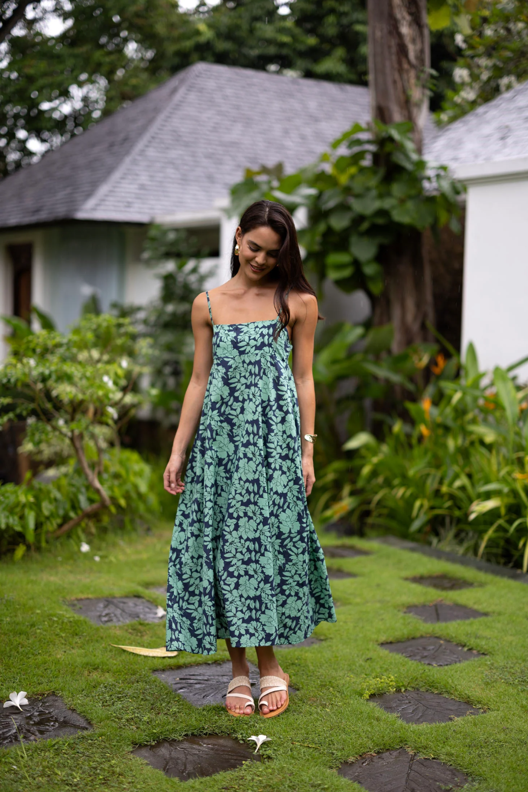 Fleur Sway Dress in Mint/Navy
