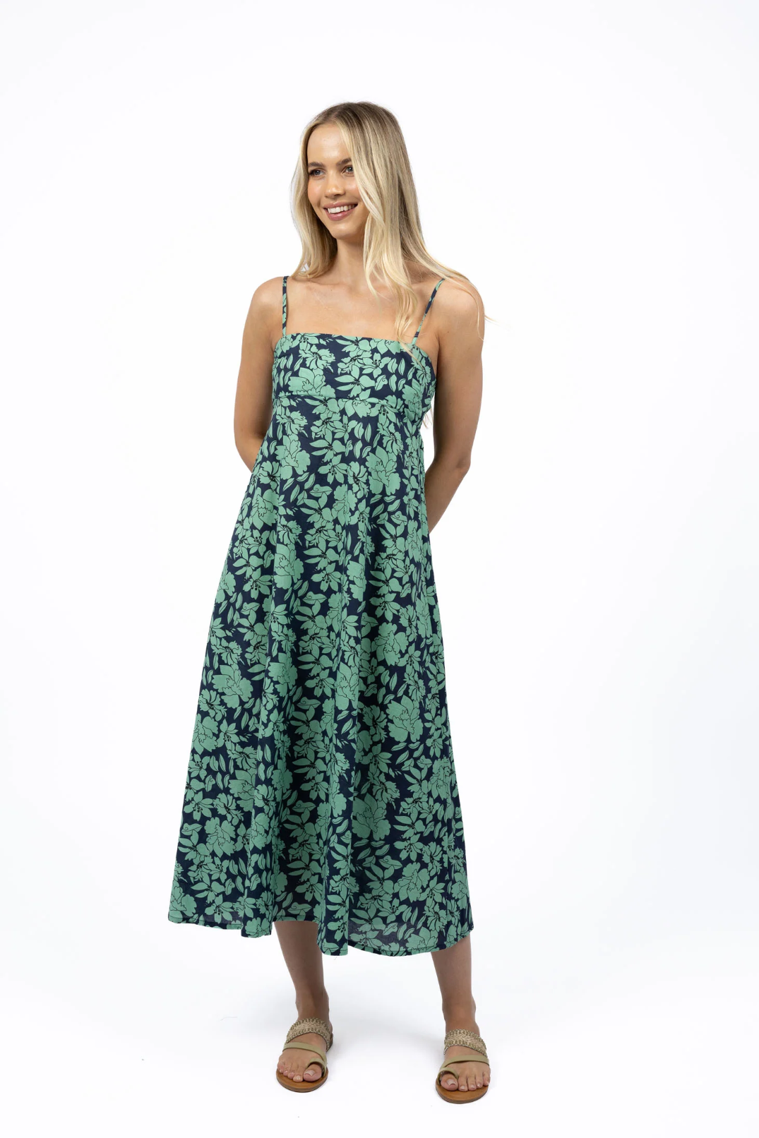 Fleur Sway Dress in Mint/Navy