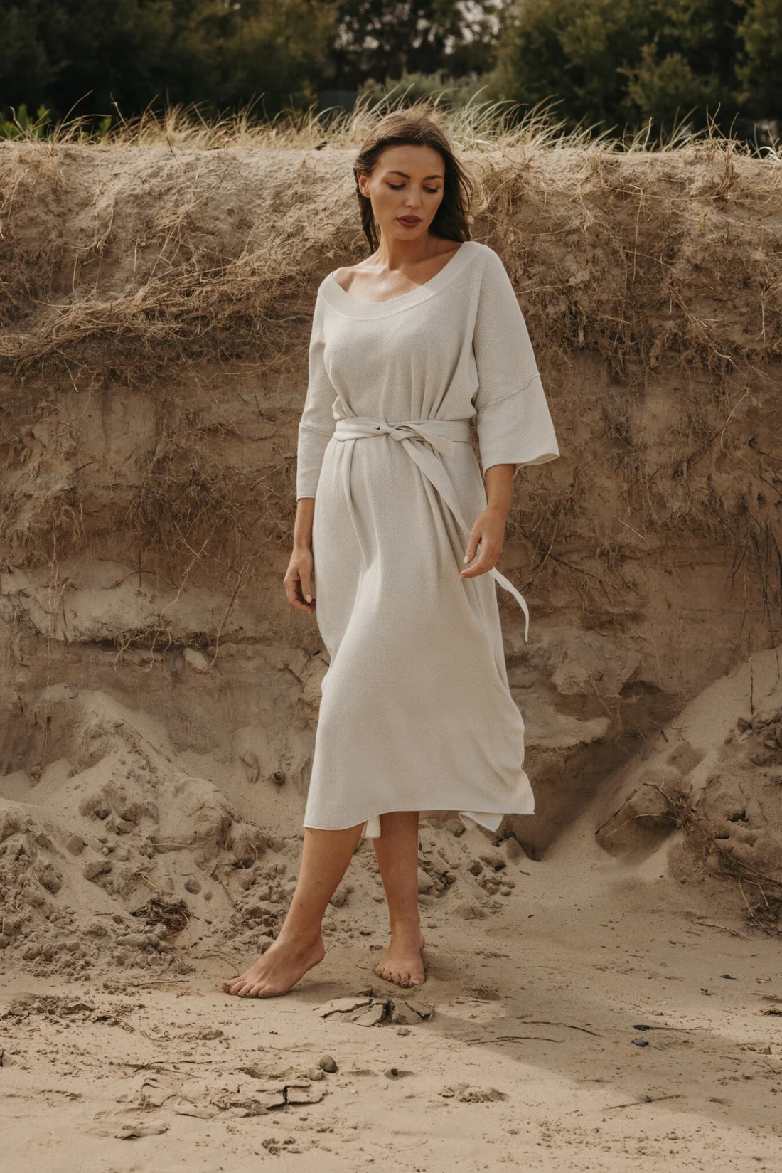 Talamaya Retreat Cotton Twist Dress in Silver x Salt
