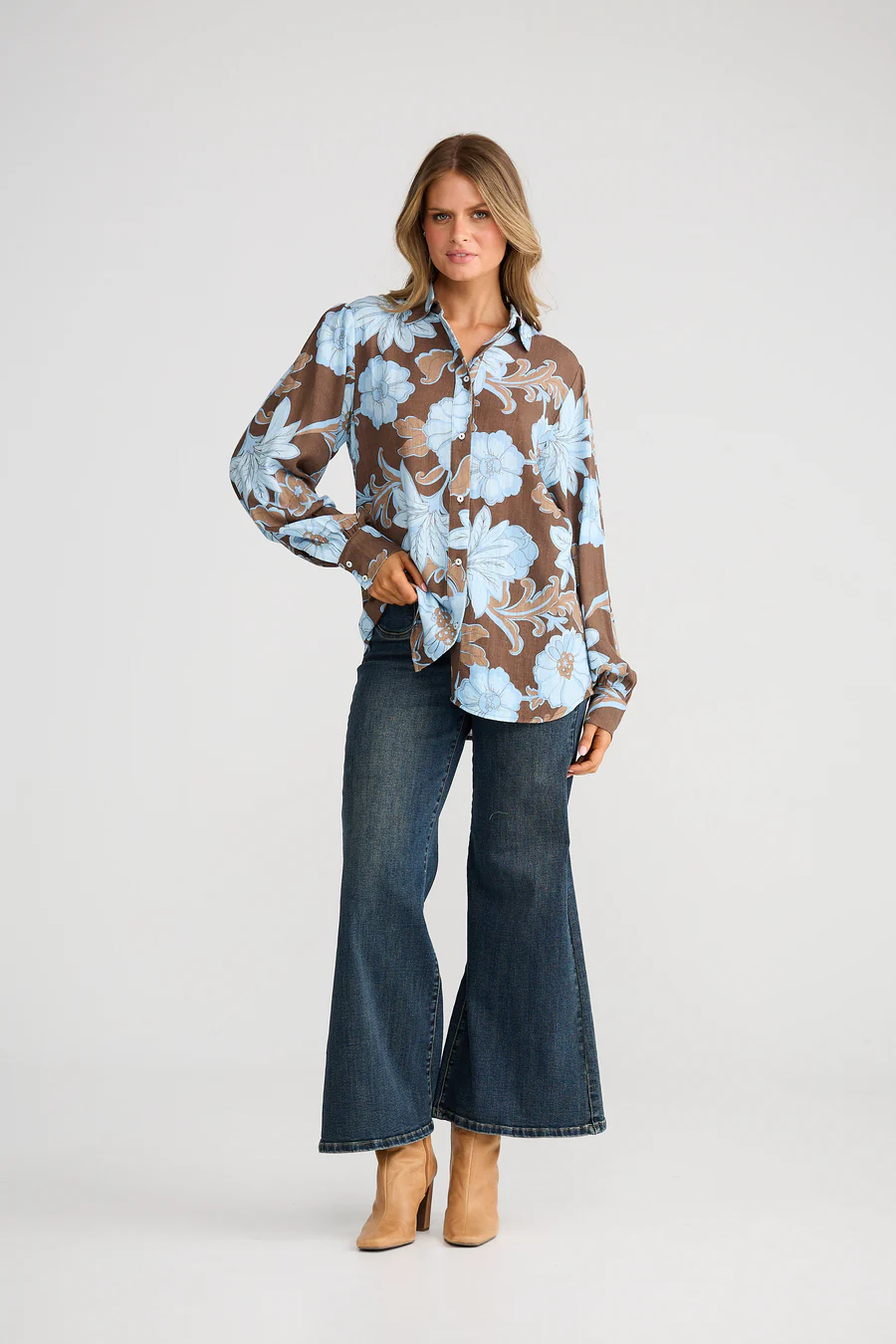 Talisman Flower Child Shirt in Chocolate Ibiza