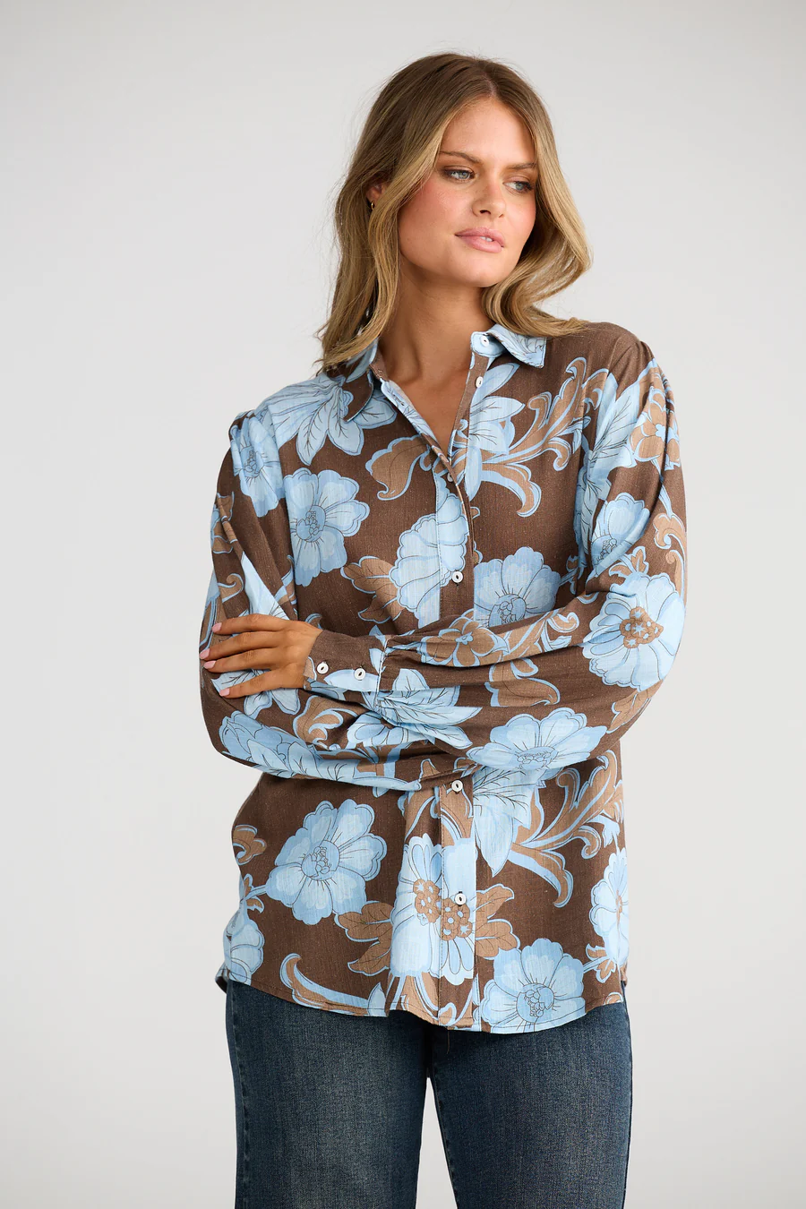 Talisman Flower Child Shirt in Chocolate Ibiza