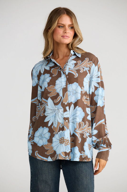 Talisman Flower Child Shirt in Chocolate Ibiza